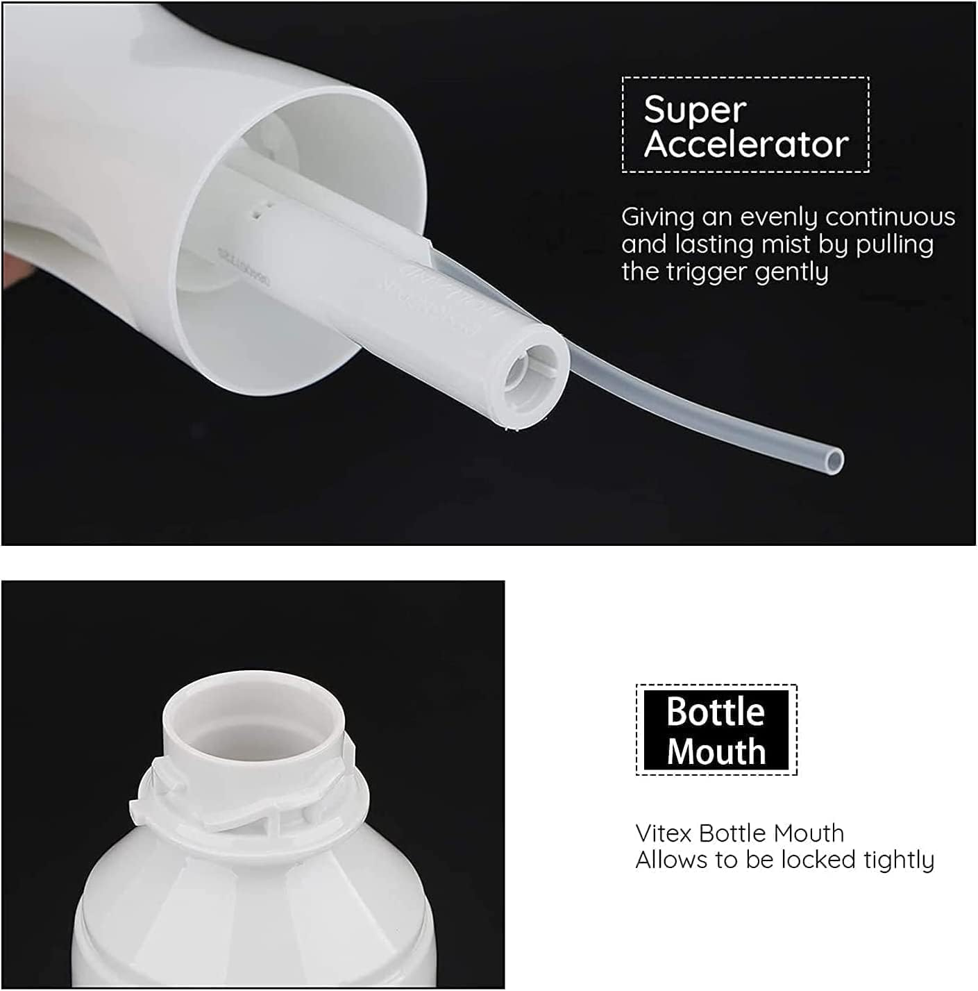 2 Pcs Continuous Mist Spray Bottle,6.8 Oz Spray Bottle for Hair,Continuous Mister Empty Spray Bottles,Empty Ultra Fine Water Mist Sprayer,Continuous Water Mister Spray Bottles for Hairstyling (White) - White image number 4