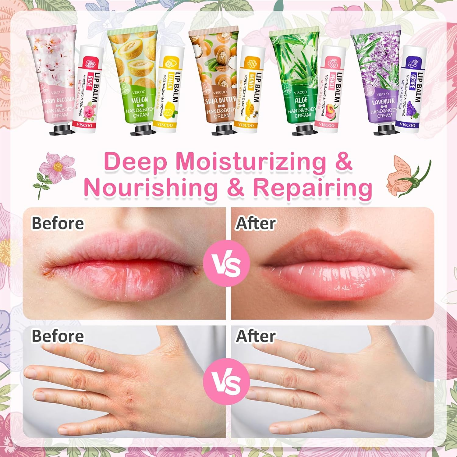 VISCOO 40 Sets Hand Cream Bulk and Lip Balm Bulk Set, Bridal Shower Favors and Wedding Favors for Guests with Thank You Card and Organza Bags, Baby Shower Party Favors, Thank You Gifts for Women image number 6