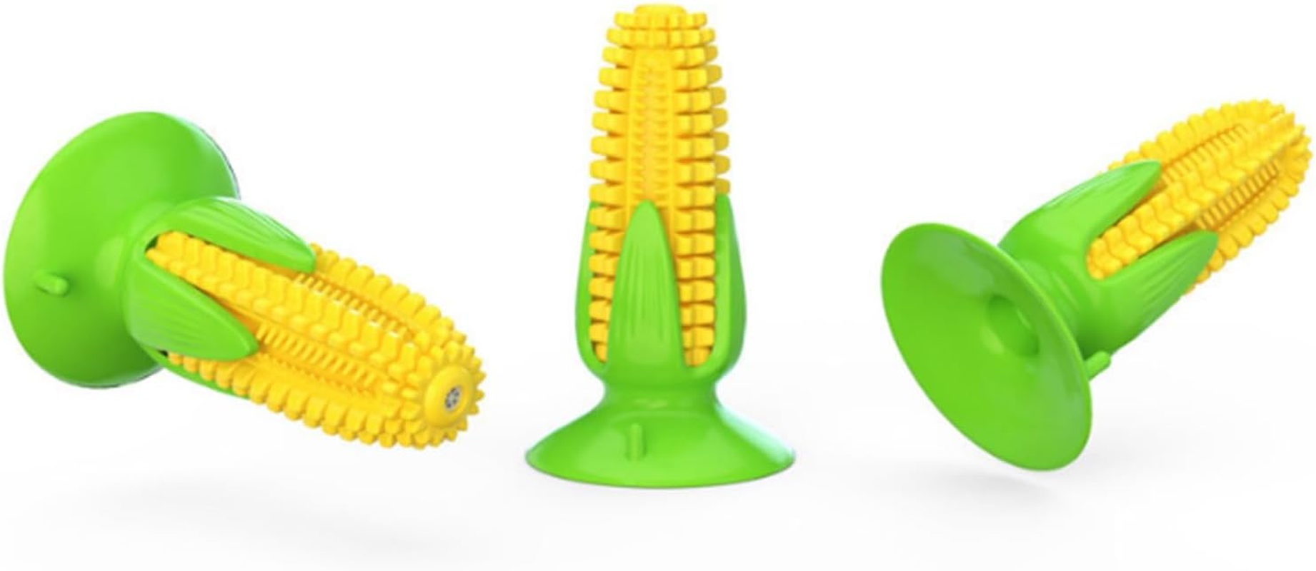 Dog Chew Toys Puppy Teething Chew Toys, Corn Stick Tough Training Toys That Clean Teeth, Squeaky Suction Cup Toothbrush Interactive Toy for Small to Medium Dogs image number 6