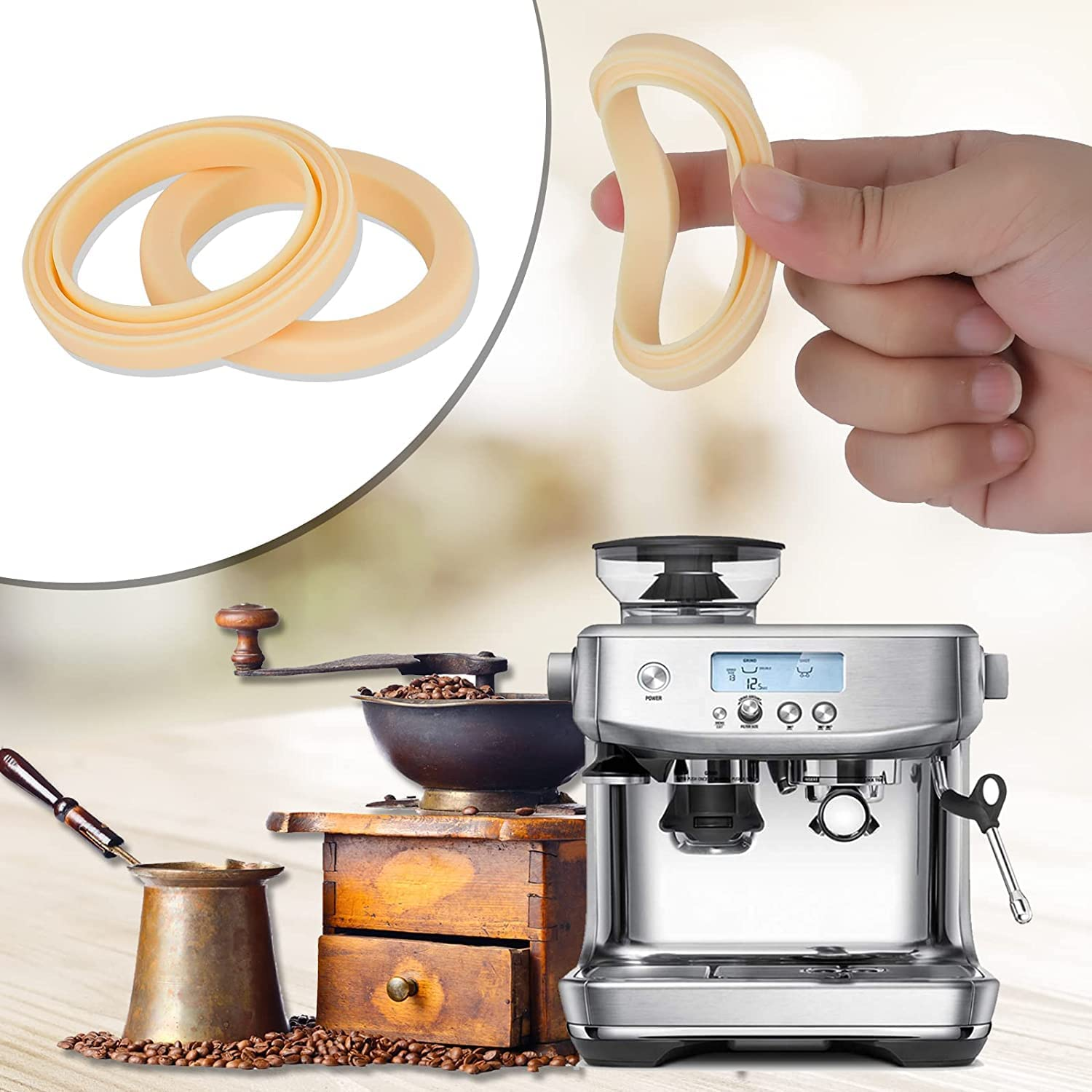 KANZEE 2X Coffee Espresso Machine Brew Group Head Seal Gasket for - BES810 BES840 BES860 BES870 BES860/02.6 SP0001474, 54Mm Silicone Ring, Espresso Barista Express Accessories, Breville Barista Express Parts