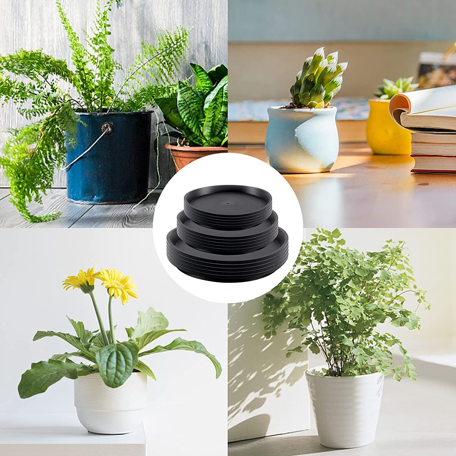 Plant Saucer Valuehall 5Pcs Plastic Plants Trays Durable Plant Pot Saucer Flower Pot Drip Trays round Garden Plant Saucer Plastic Plant Saucer Drip Trays for Indoors Outdoor Gardening V7K09 (6 Inch) image number 2