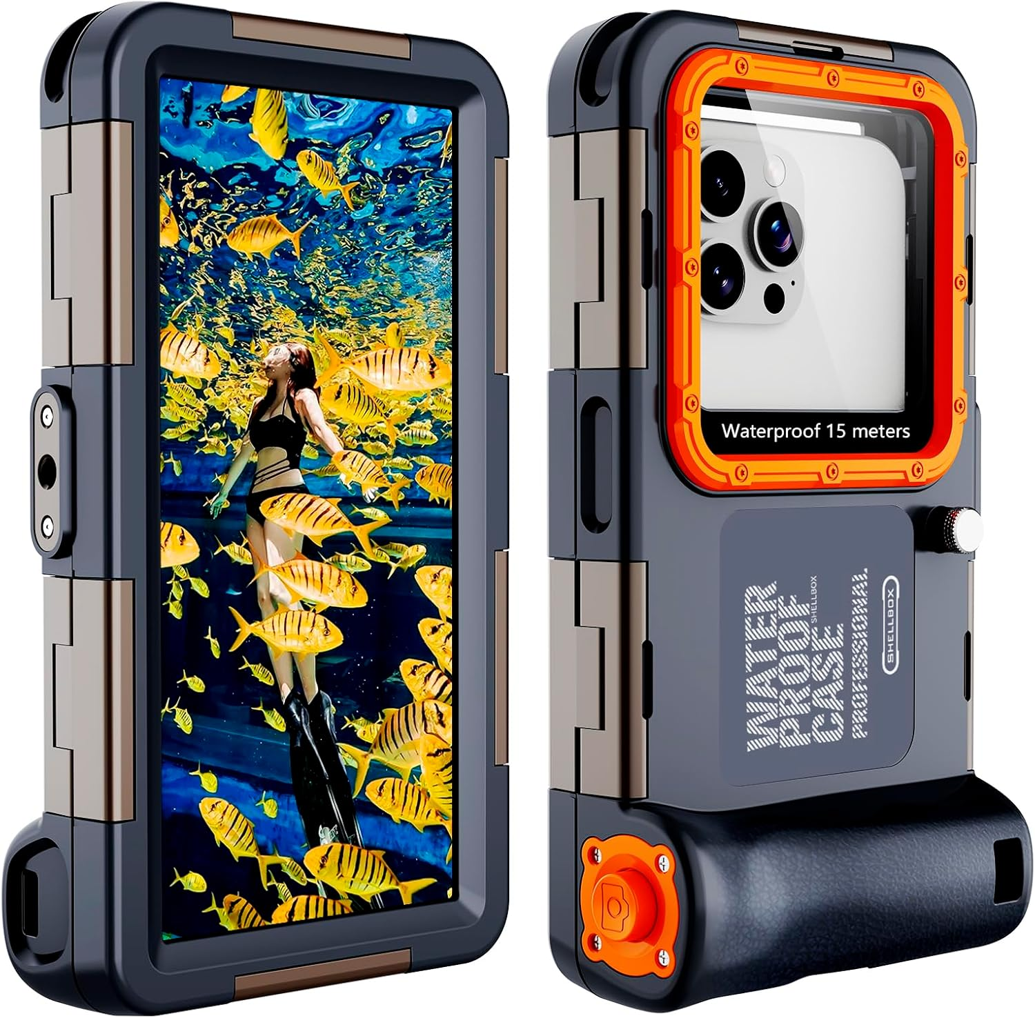 Shellbox Waterproof Mobile Phone Case Underwater Waterproof 15 M Mobile Phone Case Waterproof Swimming Bathing Only for Iphone 16E 16 Pro 16 Pro Max 15 Pro 15 Pro Max 14 plus 14 Pro Max