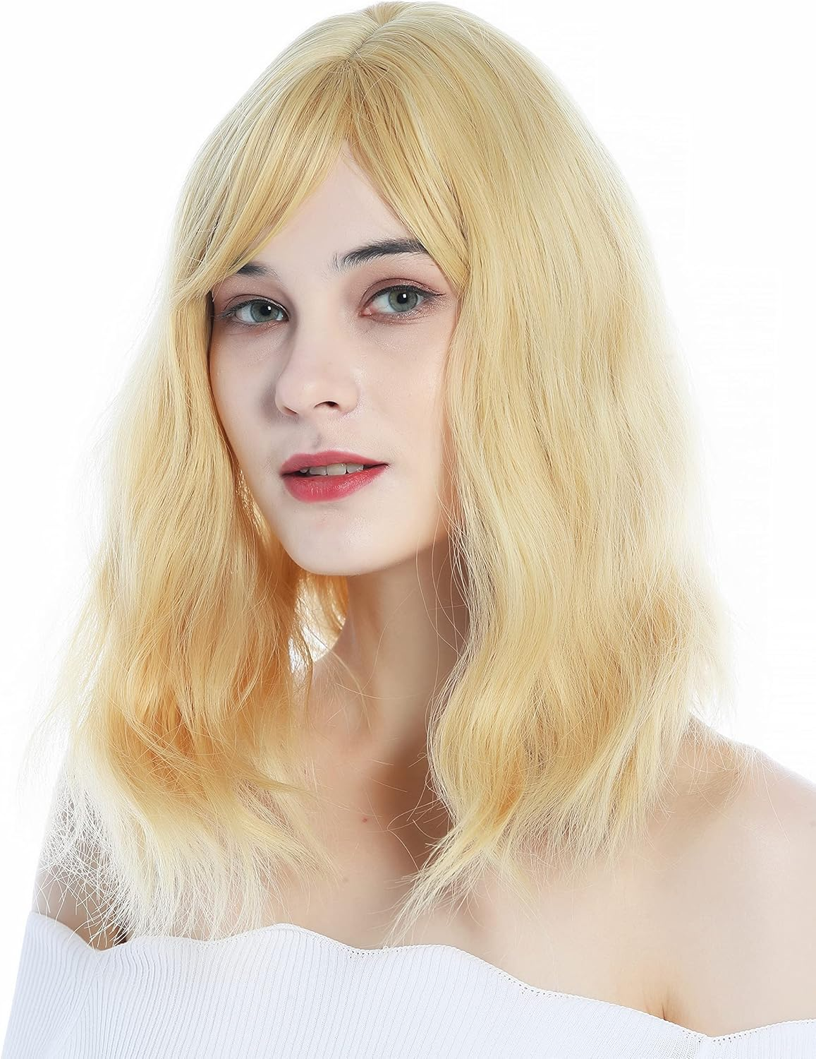 WIG ME up - MLX074-15/36A/031 Women'S Wig Parted Fringe Shoulder Length Wave Blonde Golden Blonde image number 2