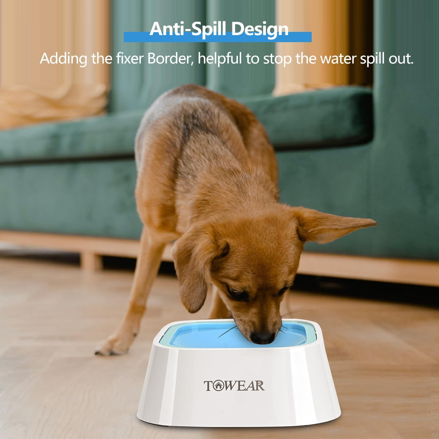 No Splash Dog Water Bowl with Floating Disk, 1.5L Slow Drinking Feeder, Anti-Overflow Anti-Choking No Spill Pet Water Bowl for Dog Cat Puppy Kitten (Sky Blue) - Black image number 6