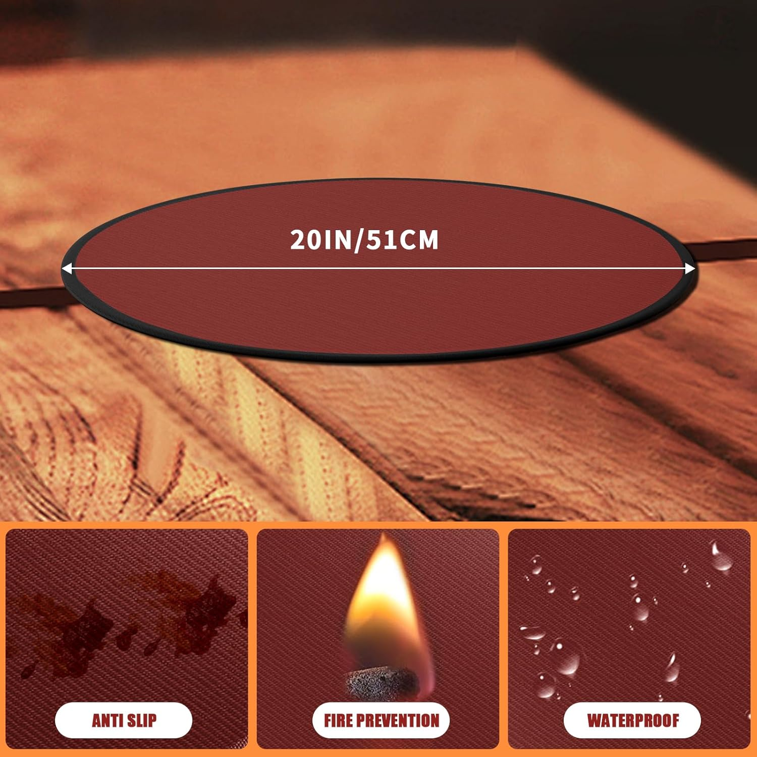 Solo Stove Mesa/Xl Tabletop Fire Pit Mat, 4-Layer Fireproof Heat Resistant under Grill Mat, Easy-To-Clean Waterproof & Non-Slip for Table Top Protection - Red