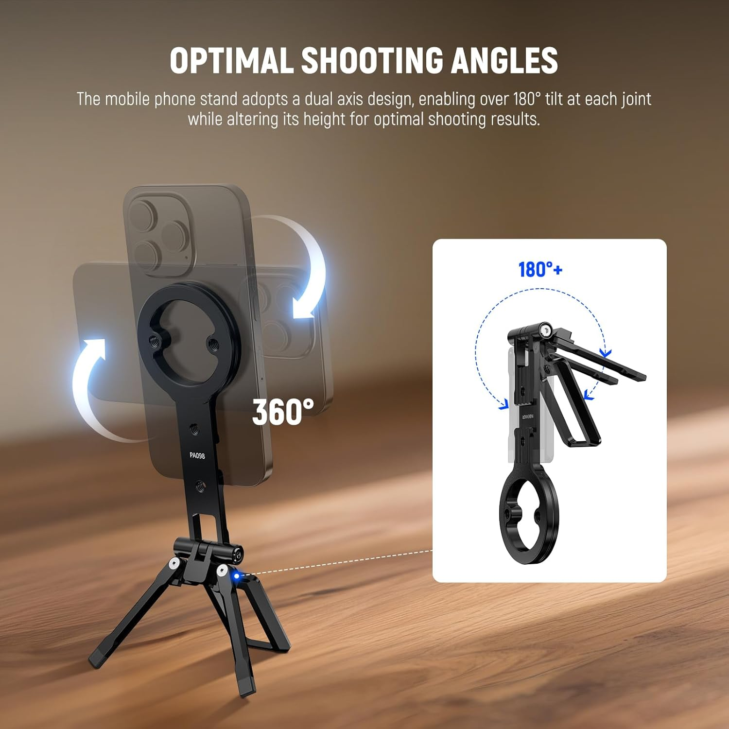 NEEWER Magnetic Phone Tripod Holder Stand, Metal Cell Phone Mount Grip with 1/4" Threads, Cold Shoe & Arca Type, Compatible with Magsafe Iphone Samsung Huawei Android for Video Recording, PA098 image number 6