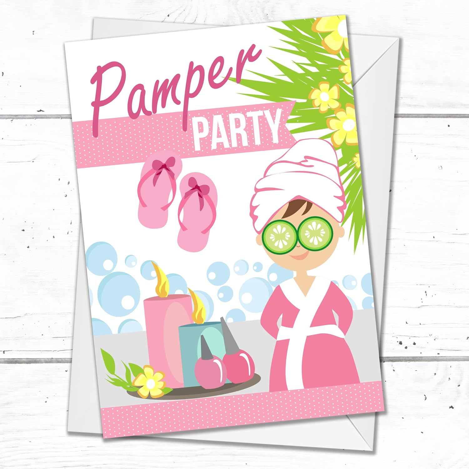 Olivia Samuel 20 X Pamper Party Invites from A6 Double Sided Cards with Envelopes