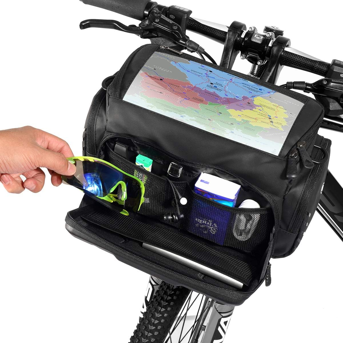 WILD MAN 4L Rainproof Bike Handlebar Storage Bag with Touch Screen Use for MTB Mountain Road Bike Folding Bike Scooters