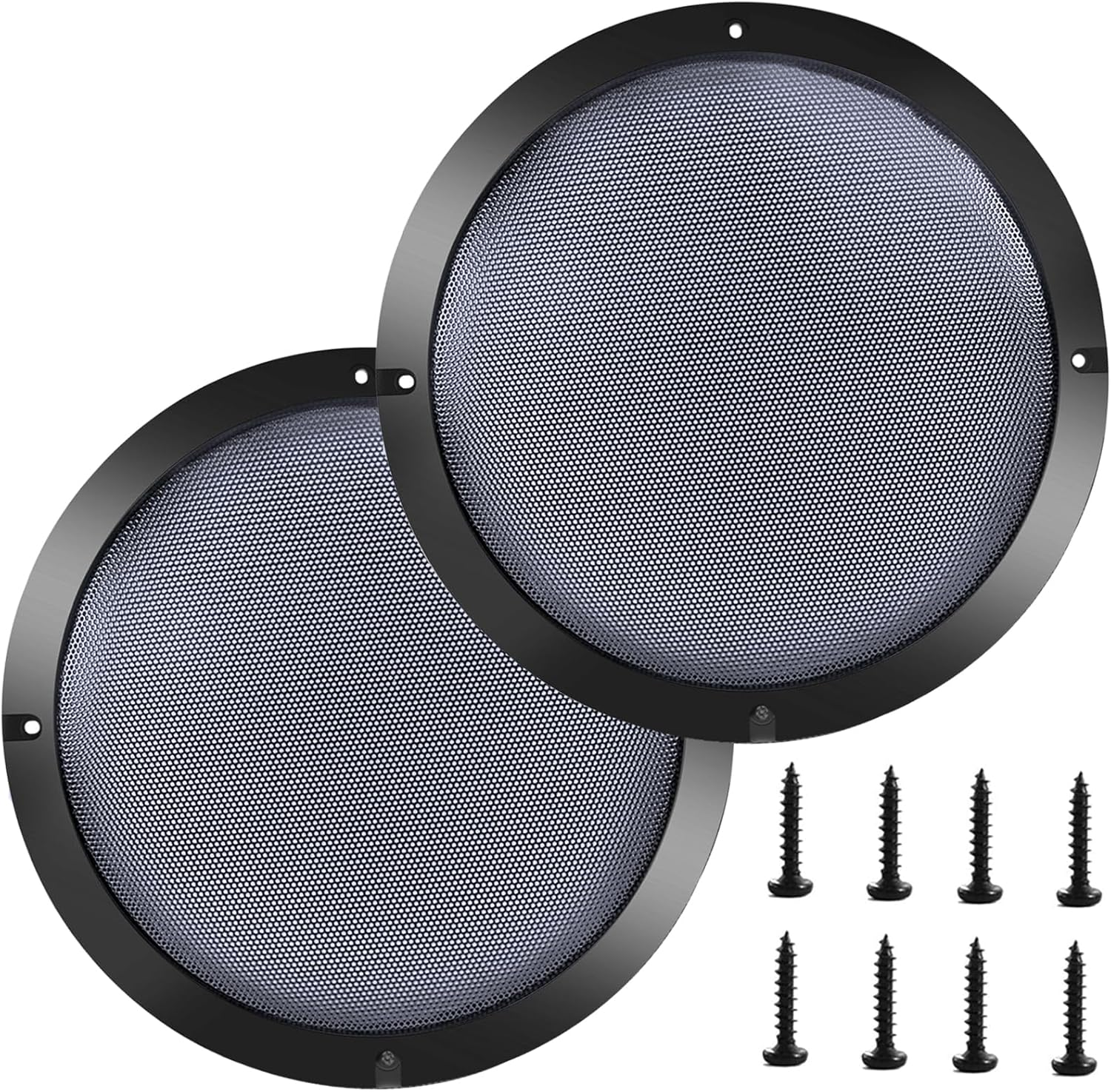 8'' Speaker Grill Cover 8 Inches Speaker Subwoofer Grill Grille Cover with Metal Mesh and Gold Plastic Rim for Car Speakers, Home Speakers