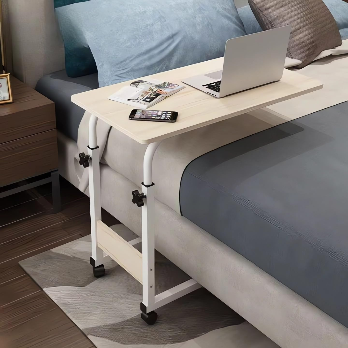 Mobile Wooden Computer Desk (White)