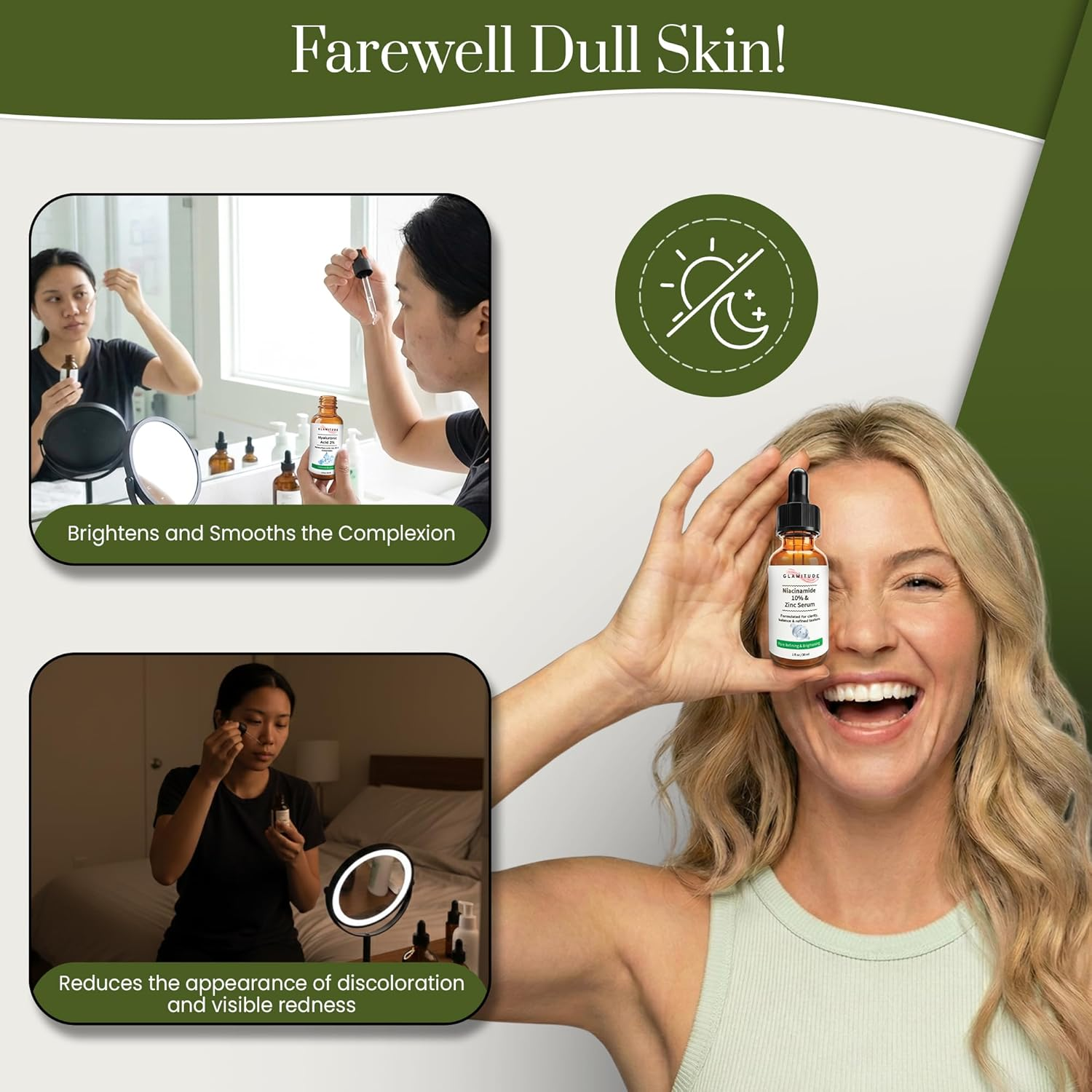 GLAMITUDE Niacinamide 10% & Zinc Serum &ndash; Pore Refining & Brightening Face Serum for Oily Skin, Uneven Tone & Dark Spots &ndash; Lightweight Daily Skincare Treatment &ndash; 30Ml image number 4