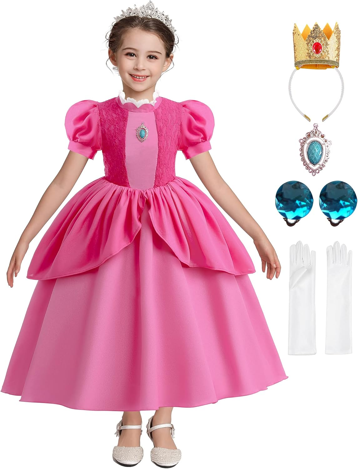 Princess Peach Costume for Girls, Perfect for Cosplay and Halloween Parties, Dress up as Your Favorite Princess image number 5