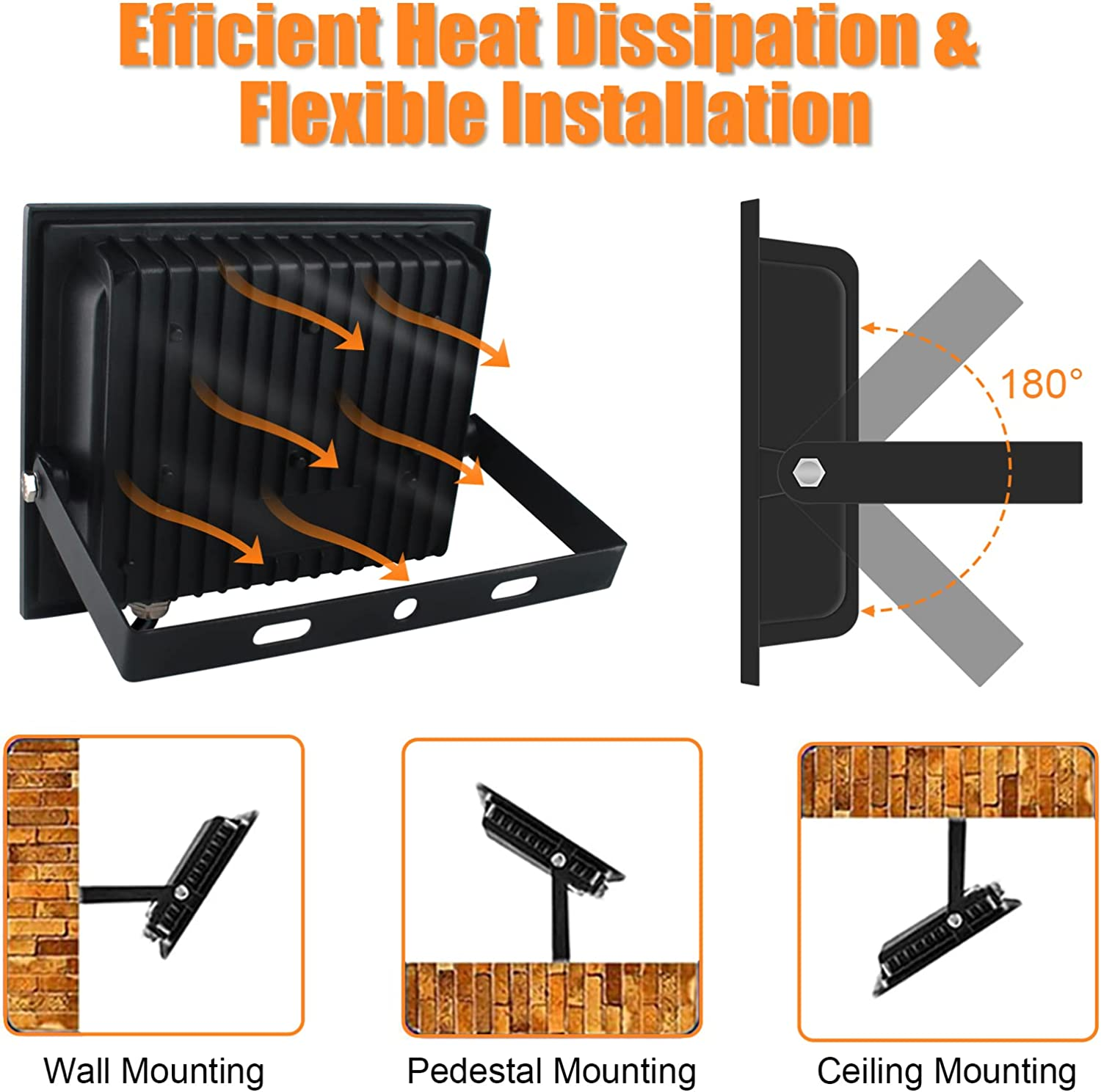 100W LED Flood Light Outdoor, Indmird 10000LM LED Floodlights 6500K Daylight White Security Lights IP66 Waterproof Led Spot Light Led Work Light for Yard,Garage,Garden,Parking Lot, Park,Playground image number 2