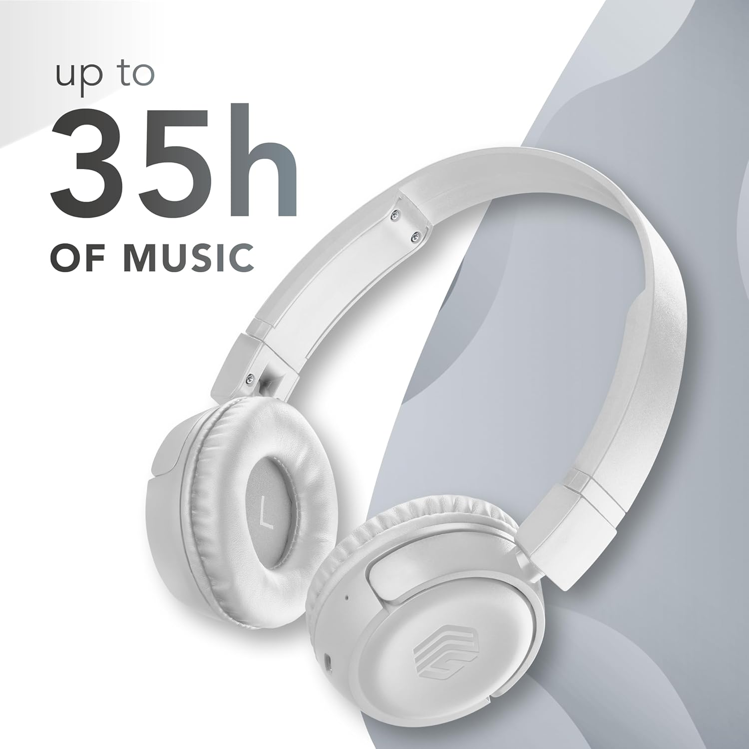 ADSE Music Sound - VIBED - Bluetooth Headset with Rotating and Folding Ear Pads - Padded Headband for Maximum Playtime 35 Hours - Grey image number 2