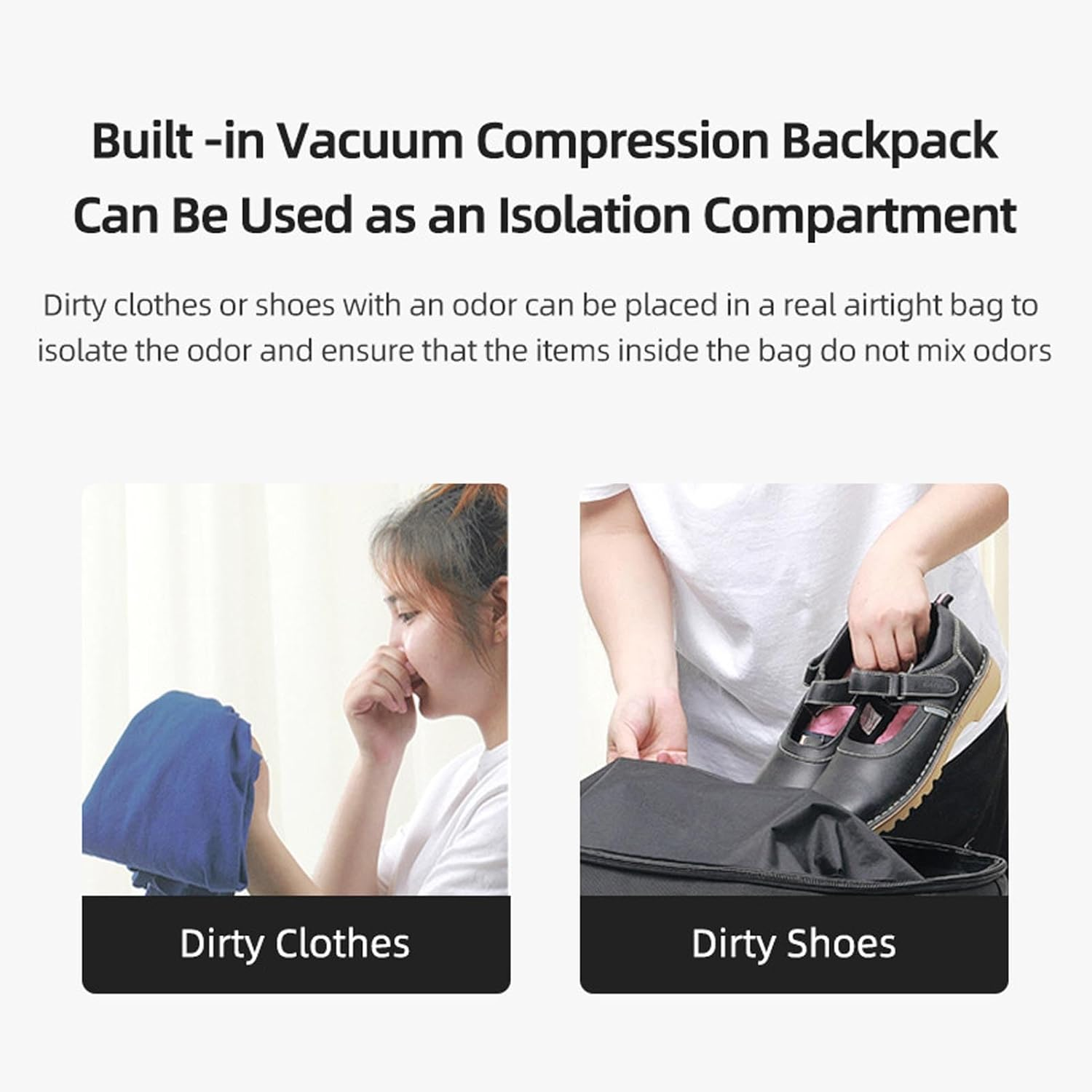 60L Vacuum Backpack Water Expandable with Password Lock & Type C Interface for Travel, 17 Inch Laptop Bag image number 3