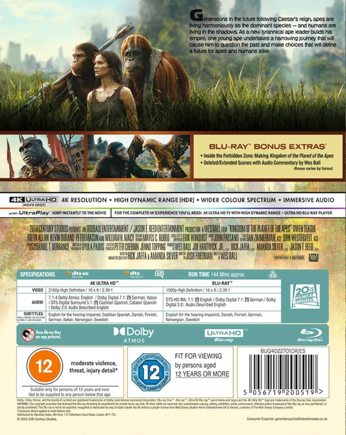 The Kingdom of the Planet of the Apes 4K UHD [Blu-Ray] [Region a & B & C] image number 1