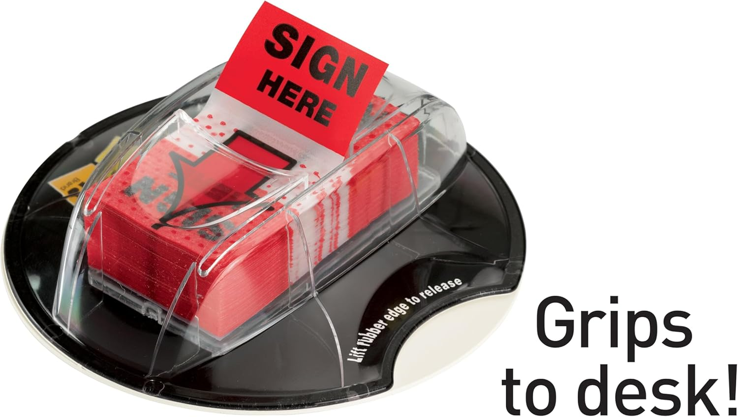 Post-It Message Flags, Sign Here, Red, 1-Inch Wide, 200/Desk Grip Dispenser, 1-Dispenser/Pack
