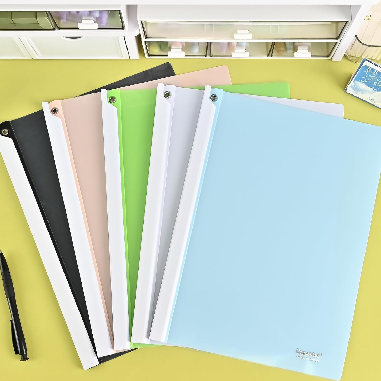 BAYTORY Clear Report Covers with Swing Clip, Plastic Folders for A4 and Letter Size Paper, 5 Pack Clear Front Presentation Binder for School Business, 40 Sheet Capacity/Pack (Morandi) - Morandi image number 3