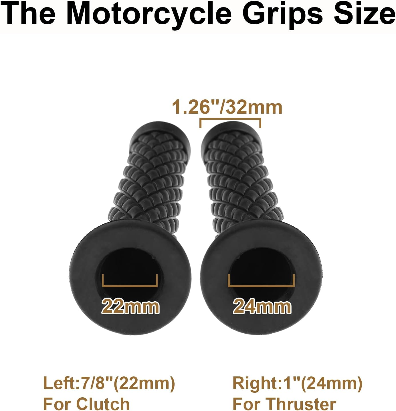 Coxotom Universal Motorcycle Handles Grips - Non Slip Rubber Motorcycle Grips for Harley Honda Yamaha Suzuki Kawasaki Dirt Bike - Brown image number 5