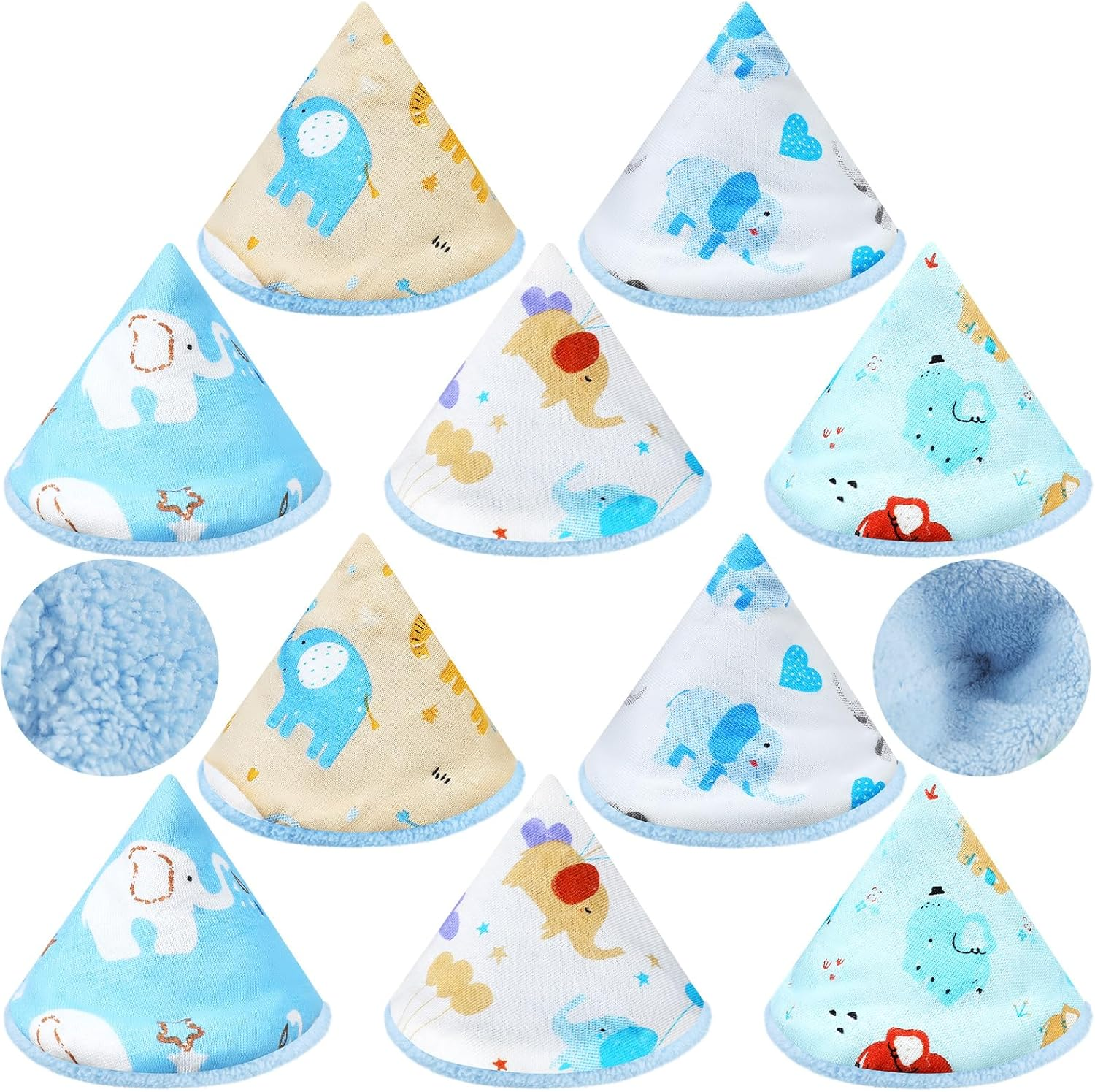 Timgle 10 Pcs Coral Velvet Pee Covers Baby Boy, Strong Water Absorption Pee Shield for Baby Boy, Reusable Pee Cap, Diaper Changing Accessory for Boys Newborn Gift (Elephants) image number 1