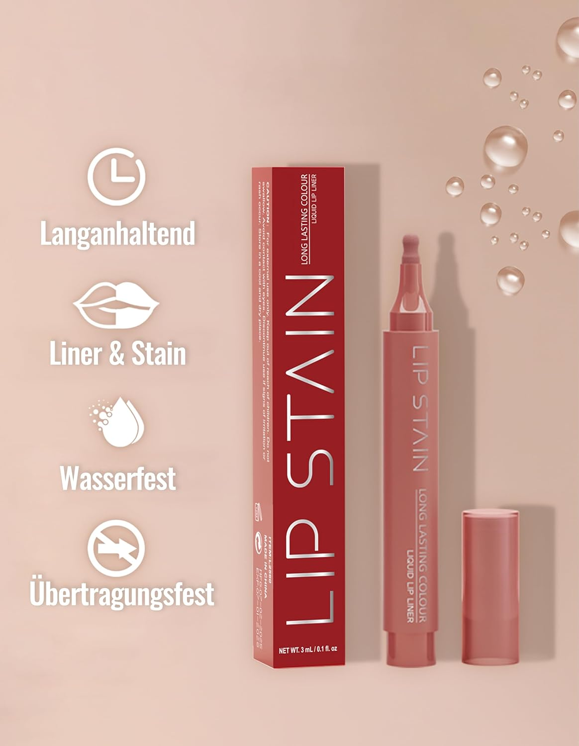 Erinde Tattoo Lip Liner Mat, Waterproof Lip Marker, Long-Lasting and Highly Pigmented, Precise Tip for Defined Lip Contours, No Transfer & Smudgeproof, Nude Lip Liner #02 image number 2