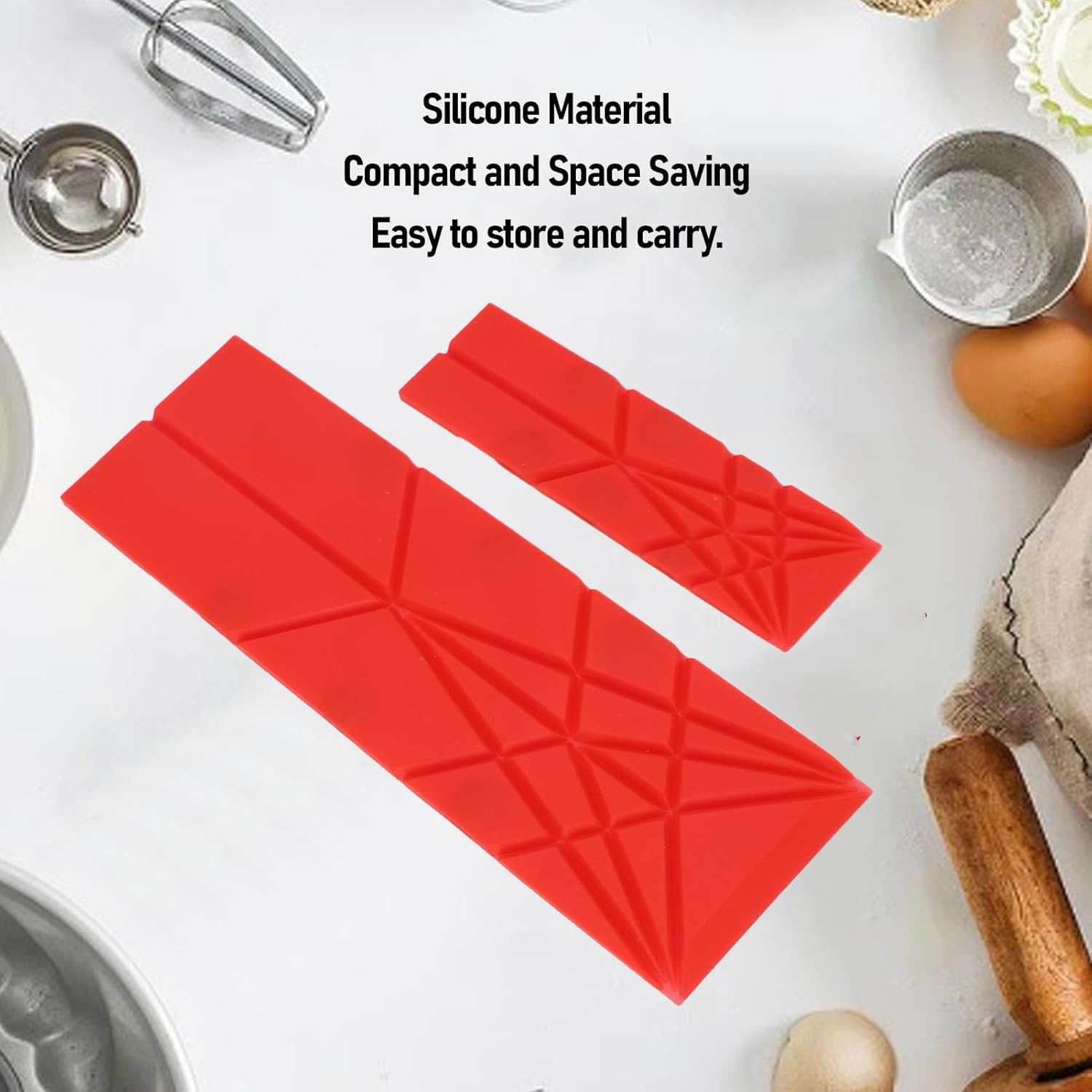 Dpofirs 2Pcs Flat Measuring Spoons, Silicone Foldable Design with Measurement Marks, Space Saving Kitchen Gadgets for Cooking, Baking, Organization image number 2