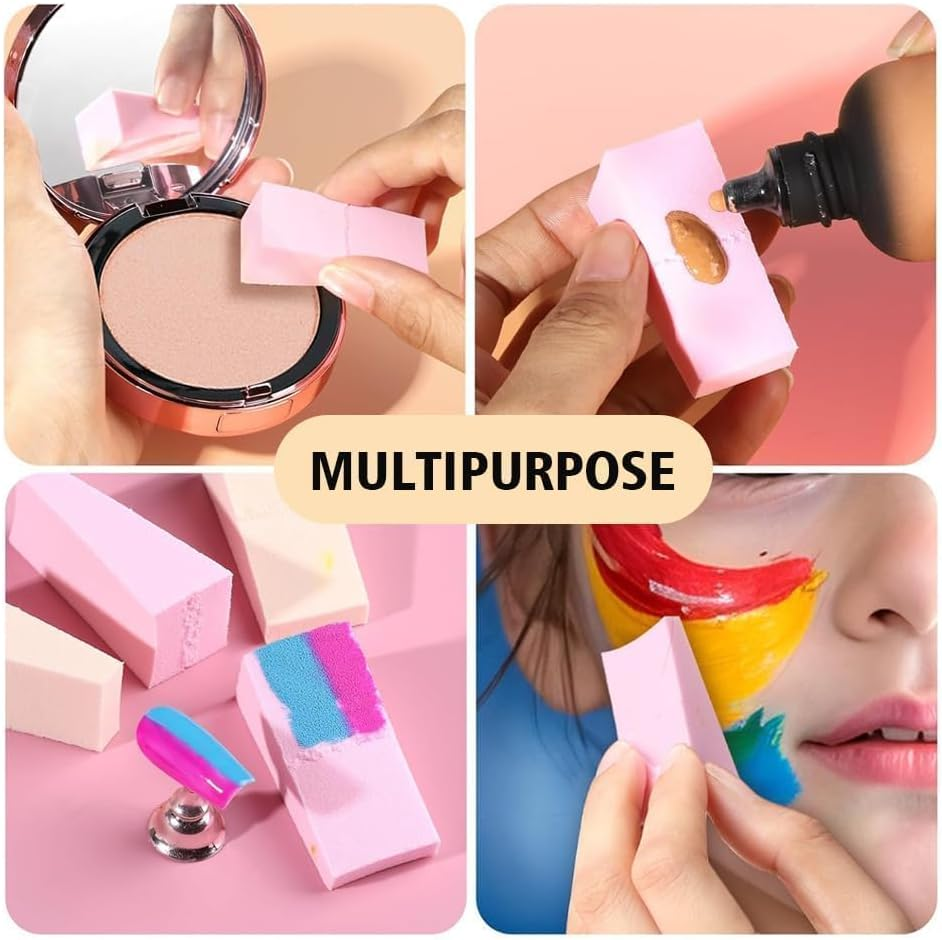 96 Pcs Mini Makeup Sponges Wedge Cosmetic Sponges for Face Curve Blending Foundation, Liquid & Powder,Soft Blending Spong for Makeup,Pink and Complexion image number 5