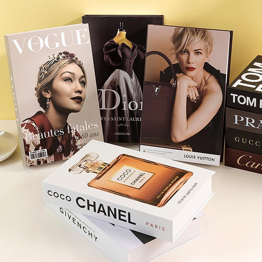 Decorative Books for Home Decor,Set of 4 Stylish Fake Books of Room Books Decor Aesthetic,For Coffee Table Decor,Living Room, Table, Shelf Decor,Modern Hardcover Stacked Display Faux Books image number 1