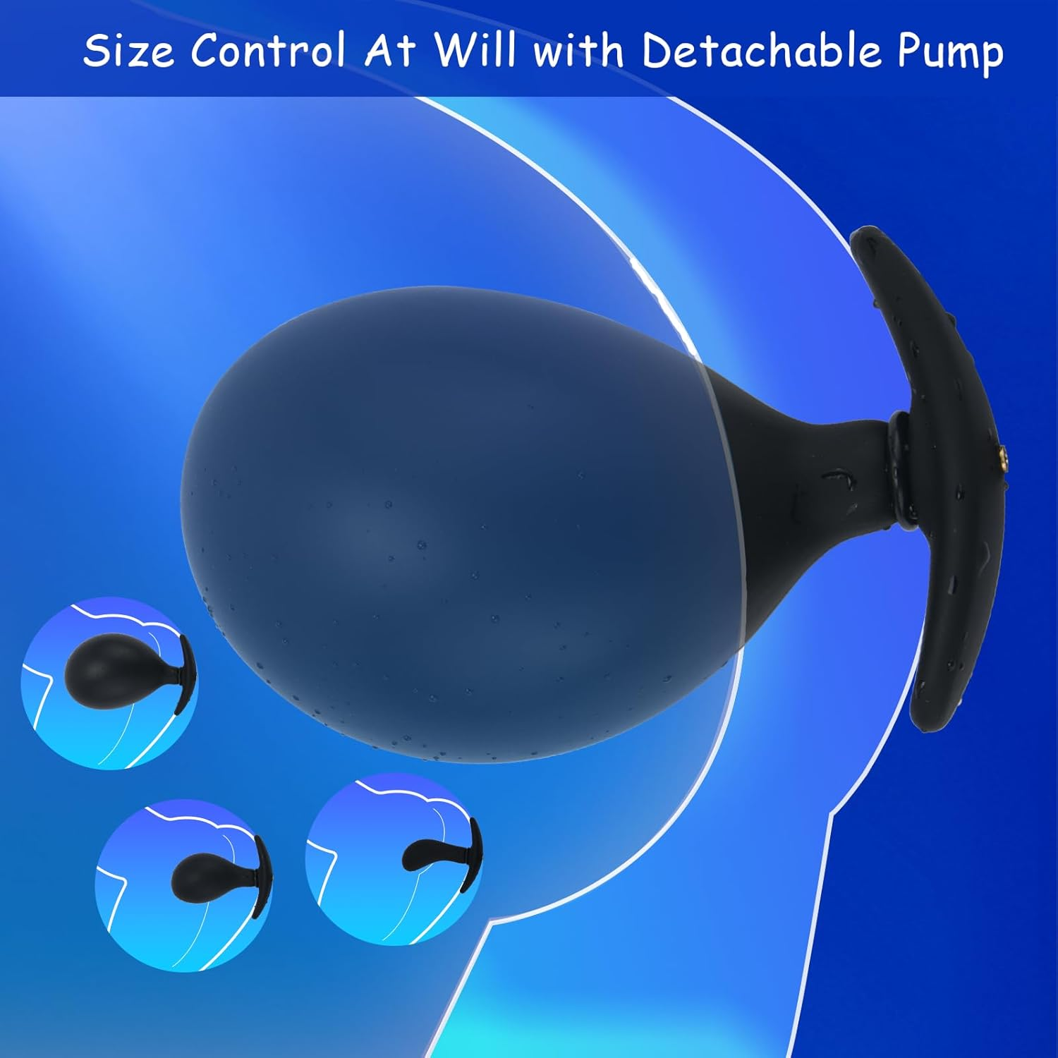 Silicone Inflatable Anal Plug, Expandable Butt Plug G Spot Stimulator Prostate Massager with Quick Release Valve for Men, Women and Beginners, Flexible Sized Butt Plug with Detachable Pump image number 3
