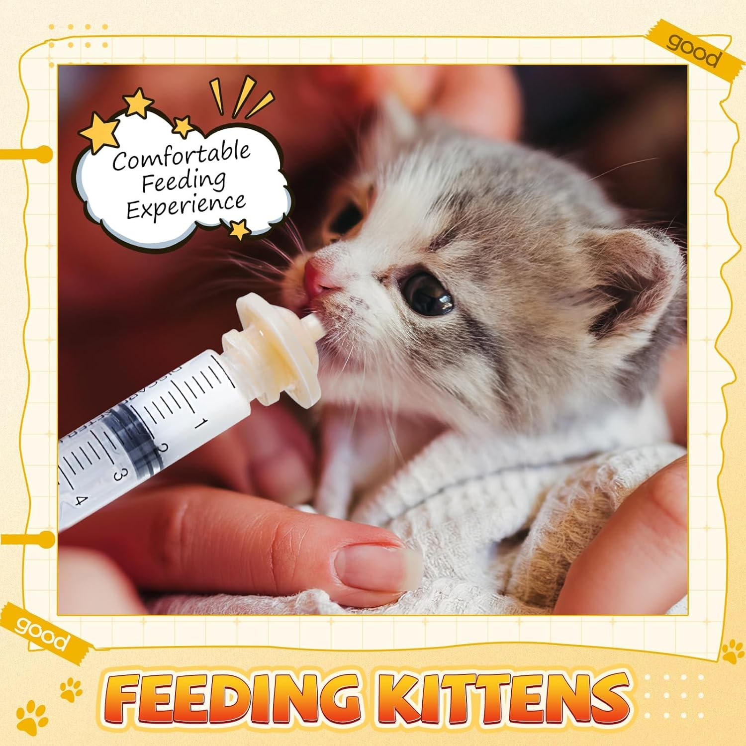 Silicone Nursing Kit for Kittens &ndash; Includes Kitten Feeding Nipples, Syringes, and Small Bottle &ndash; Ideal for Newborn Kittens, Puppies, and Small Animals &ndash; Bpa-Free, Safe & Reusable for Nursing image number 2