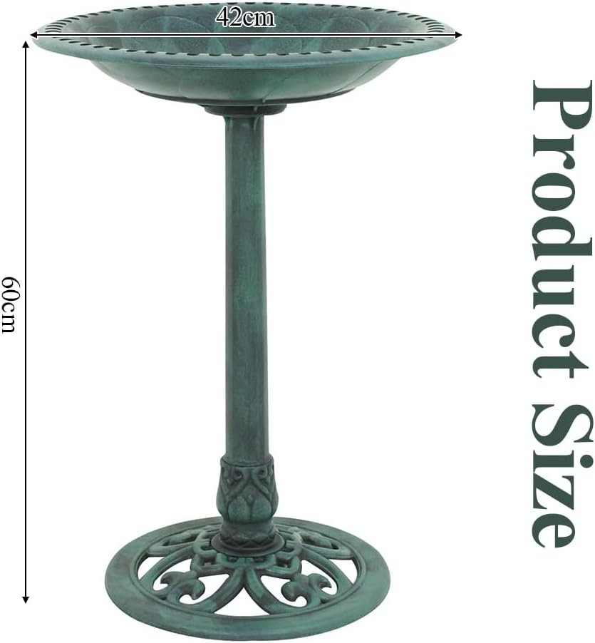 Outdoor Garden Birdbath, Vintage Freestanding Bird Bath, Bird Bath Feeder, Suitable for Outdoor Use on Patios, Yards, Lawns, Gardens, Patio Decorations, and Birdwatchers(Green) image number 6
