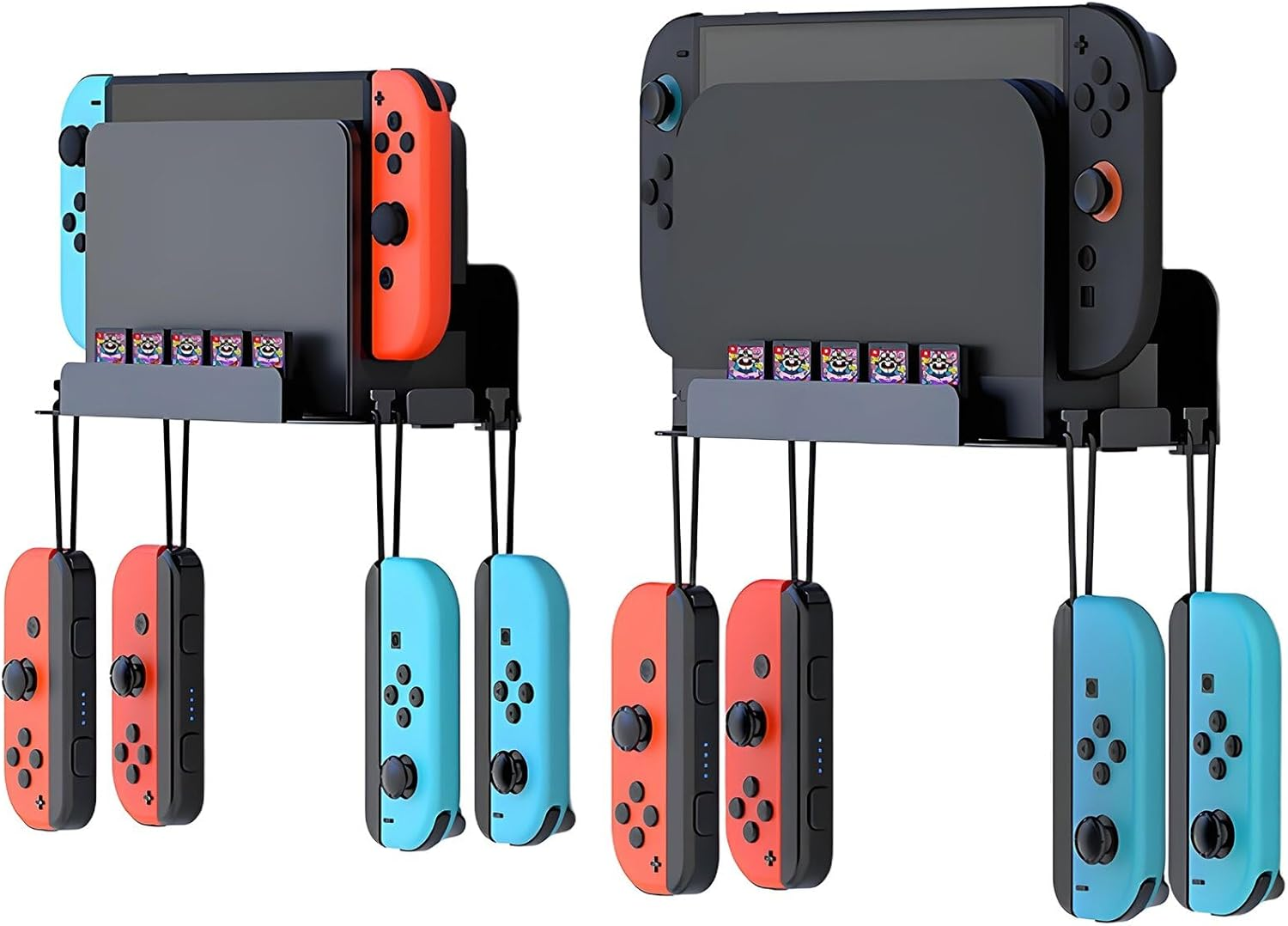 Crspexil Wall Mount for Switch and Switch 2, Metal Wall Mounted Kit Bracket Accessories, with 5 Game Card Holders and 4 Joy Con Hangers, Safely Store the Switch Console near the TV or in the Bedroom