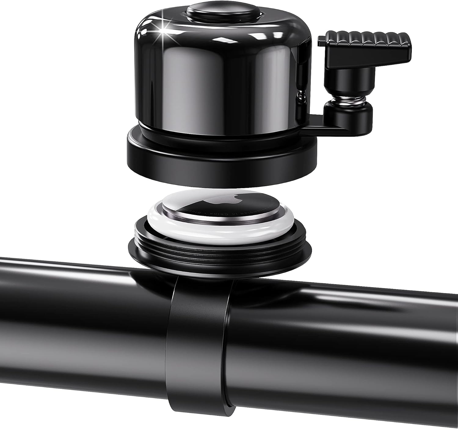 Classic Bike Bell for Apple Airtag, Airtag Holder Hidden in the Bell, Waterproof Aluminum Holder, Airtag Bike Mount, Fits 0.82 to 0.9 Inch Bicycle Handlebars, Loud Crisp Bicycle Bell for Airtag image number 2