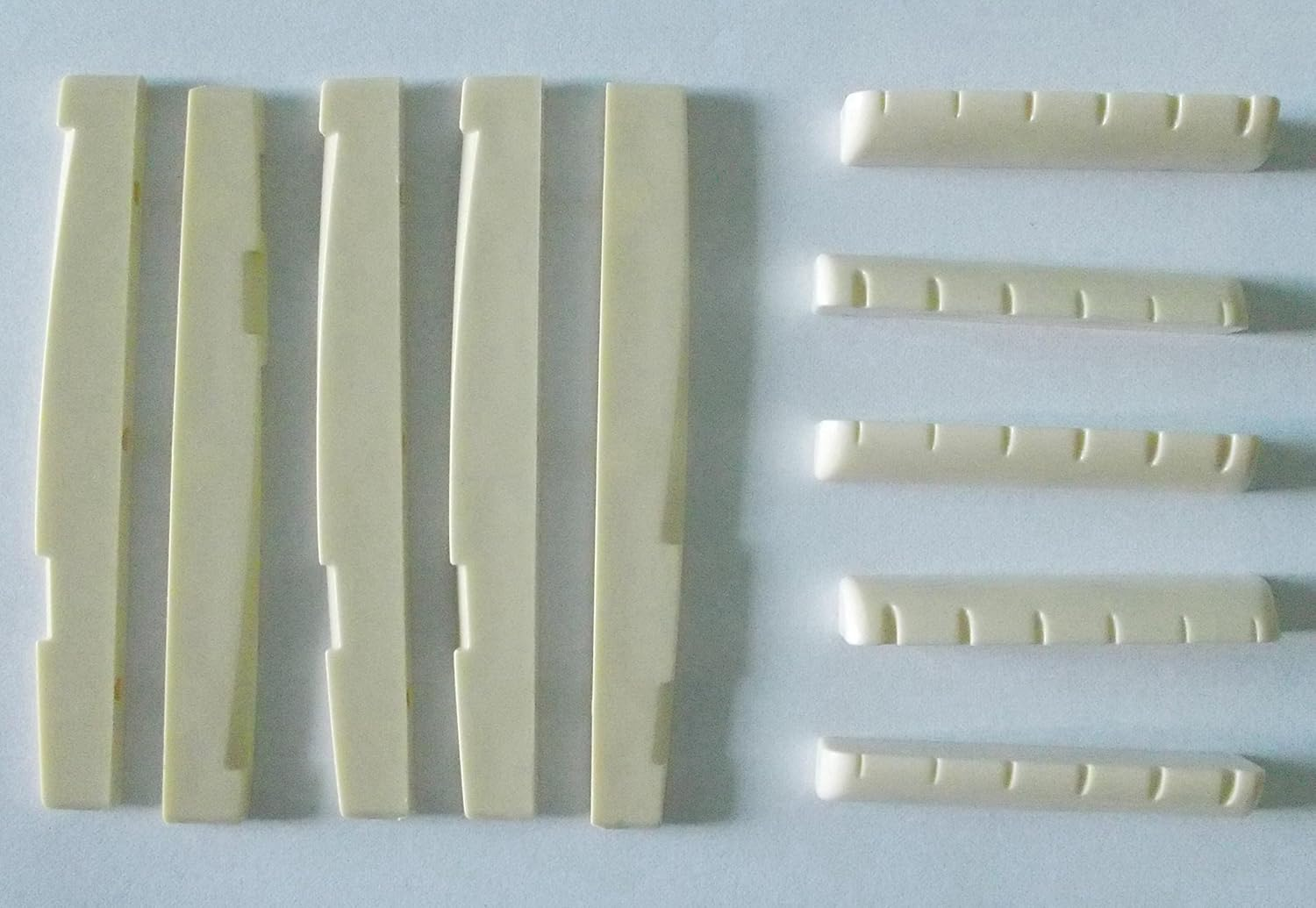 Generic 5 Sets of 10 Pcs Acoustic Guitar Nuts Saddles Plastic Ivory
