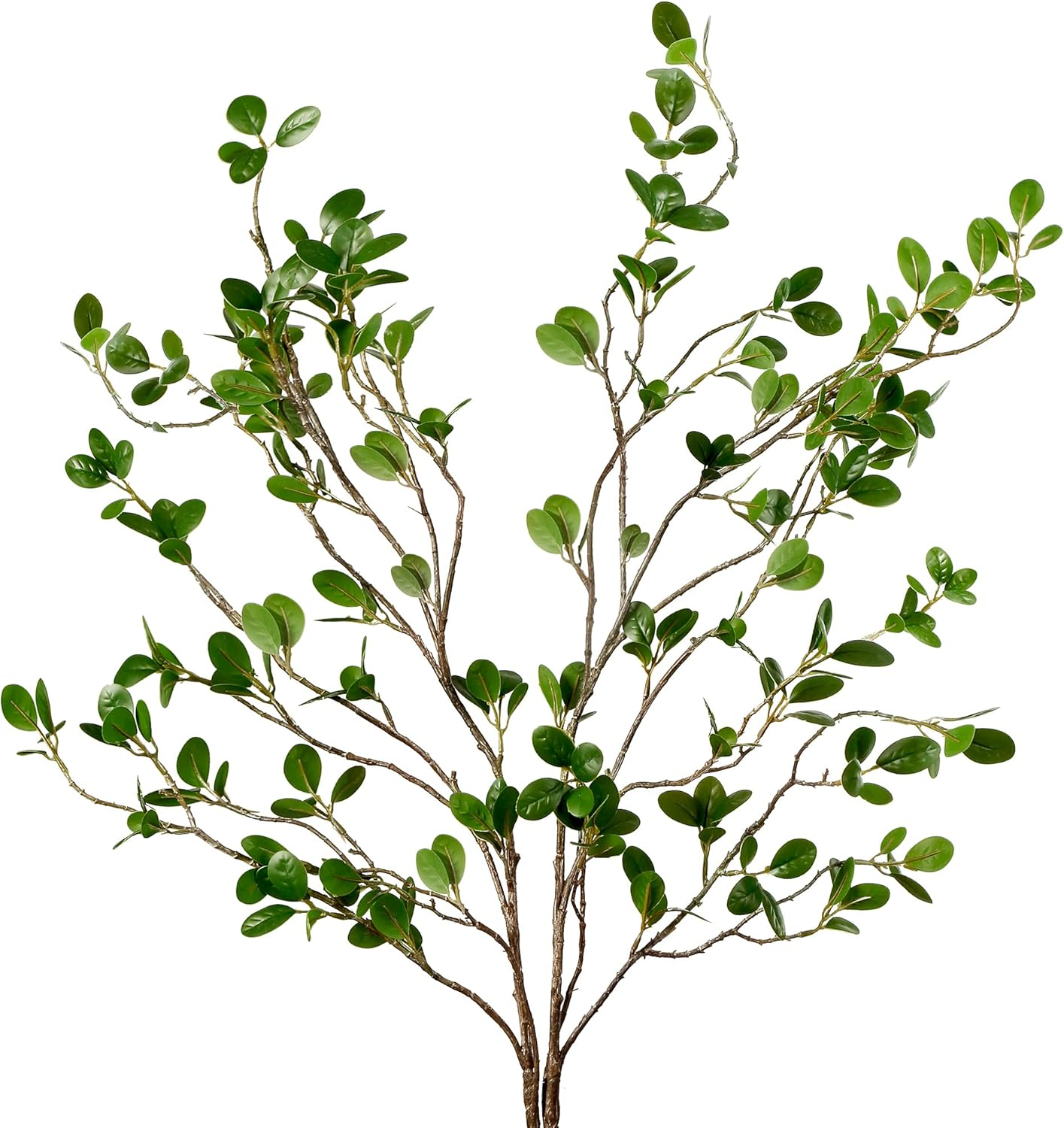 Sggvecsy 43&rsquo;&rsquo; 3Pcs Artificial Ficus Branches Faux Leaf Spray Green Eucalyptus Branches Artificial Greenery Stems Fake Ficus Twig Plants for Home Office Wedding Vase Filler Shop Decoration image number 4