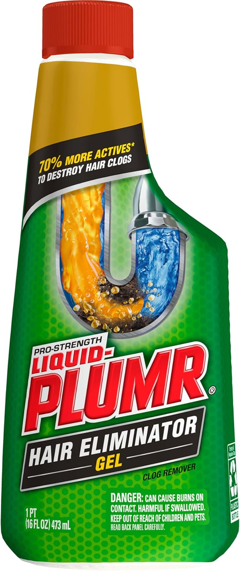 Liquid-Plumr Pro-Strength Drain Clog Destroyer plus Hair Clog Eliminator, Safe on All Pipes, 473Ml image number 1