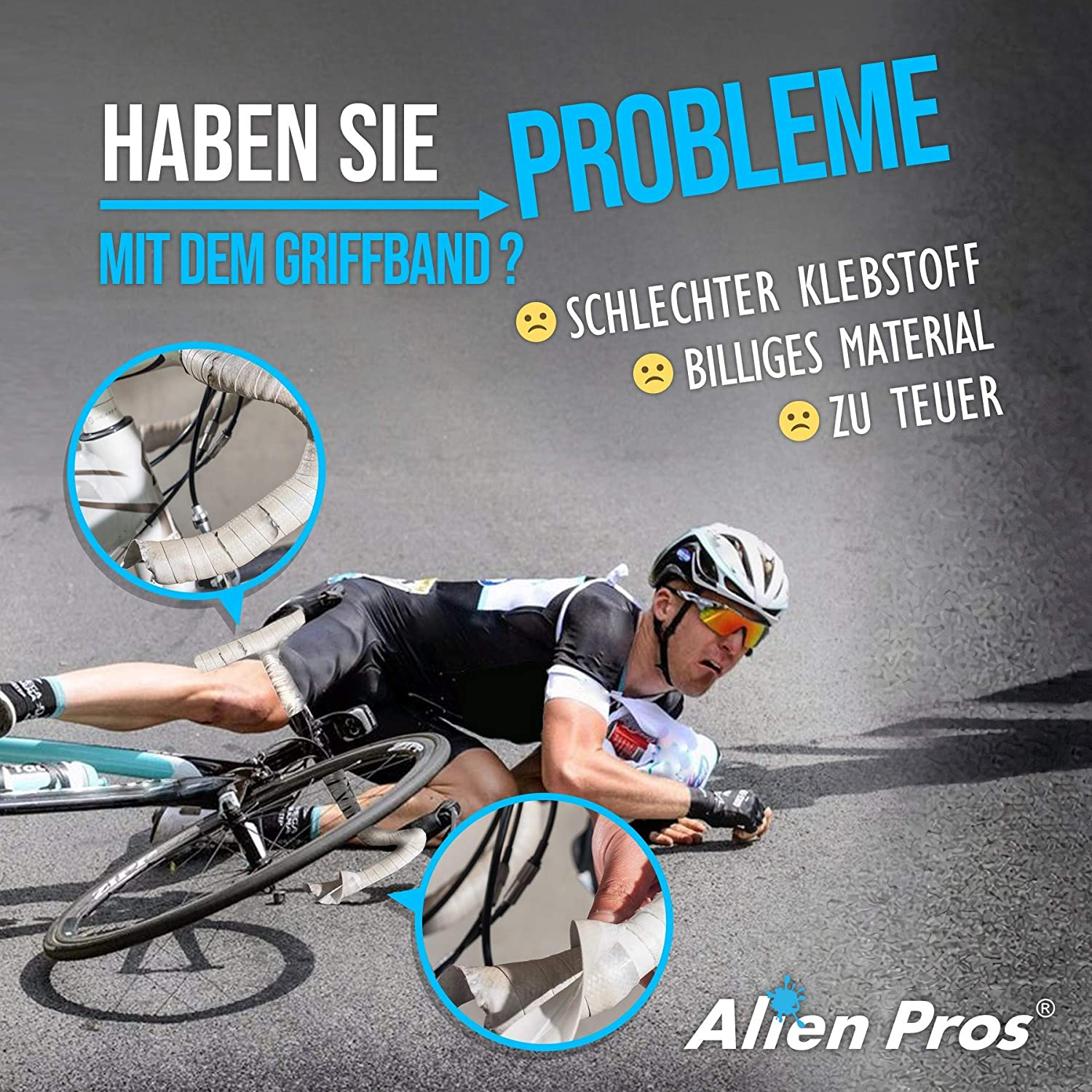 Alien Pros Bike Handlebar Tape EVA (Set of 2) White - Enhance Your Bike Grip with These Bicycle Handle Bar Tape - Wrap Your Bike for an Awesome Comfortable Ride (Set of 2, White) image number 4