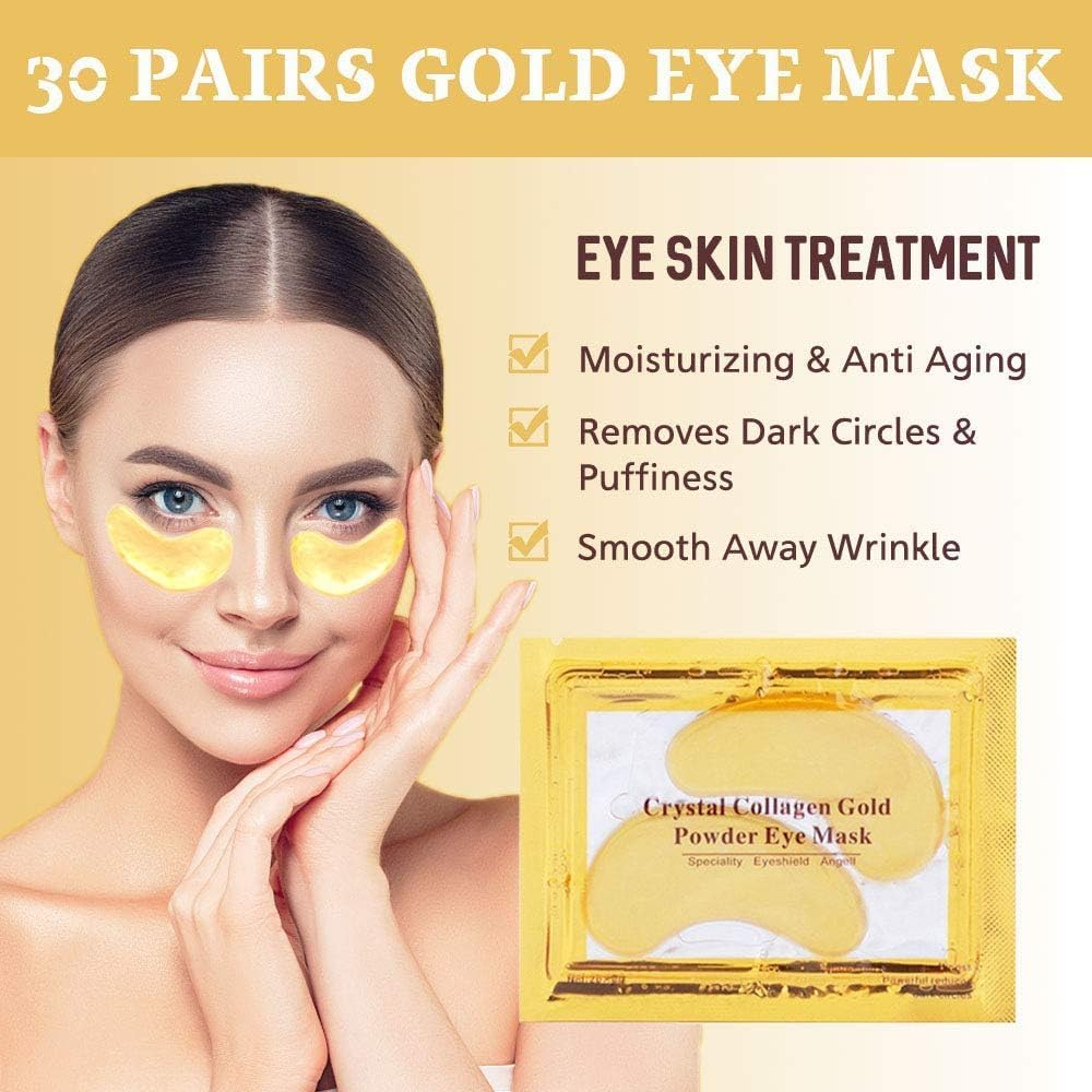 Sunblue Gold Collagen under Eye Patches - 30 Pairs Moisturizing Eye Masks for Dark Circles, Puffiness, Wrinkle Reduction - Hydrating Gel Eye Pads image number 3