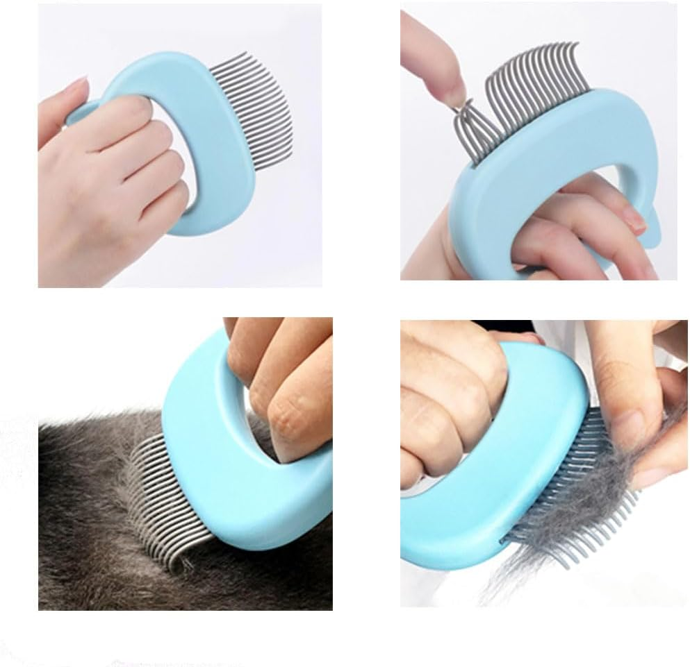 Custelen Cat Comb Pet Short & Long Hair Removal Massaging Shell Comb - Soft Deshedding Brush Grooming Tool for Dog Puppy Rabbit (Blue) image number 4