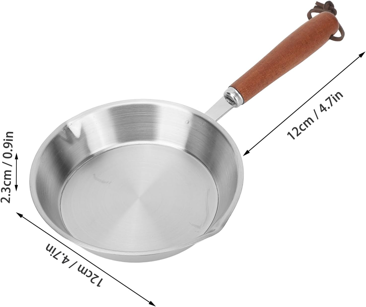 Egg Pan, Mini Nonstick Egg and Omelet Pan, Stainless Steel Small Frying Pan Skillet, Multipurpose Pan with Wooden Handle, Cookware Designed for Eggs Pancakes, Dishwasher Safe (12CM) image number 5