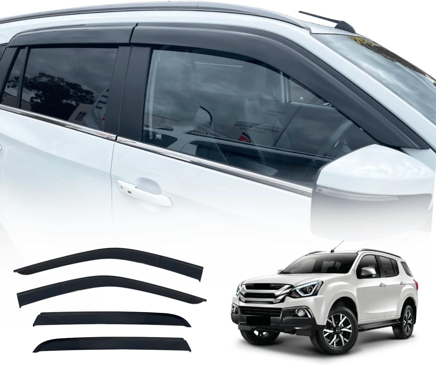 OAD4X4 Weathershields Compatible with Isuzu MU-X MUX 2021-Onwards, Injection Weather Shields Window Visors Wind Deflectors Sun Rain Guard 4PCS Set image number 5