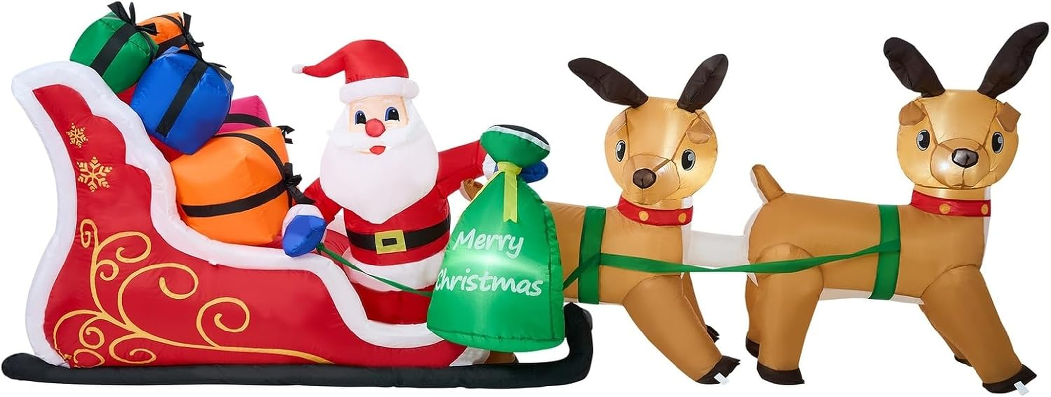 Tinseltown 3M Christmas Inflatable Santa Claus Sleigh Reindeers Set with Blow up Gift Boxes and LED Xmas Decor, for Courtyard, Lawn, Indoor, Outdoor image number 5