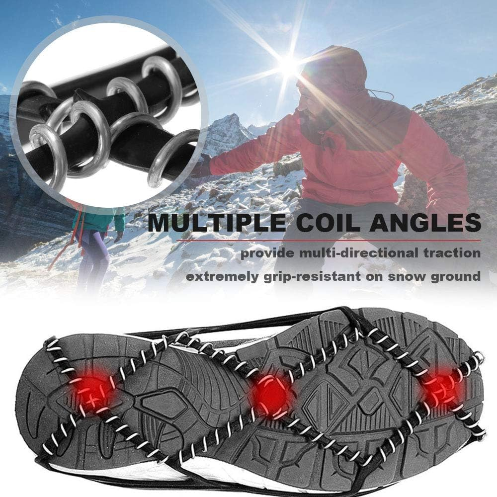 Crampons, Portable Walk Traction Ice Cleats - Non Slip, Break Resistant, Easy to Wear - Ice Spikes Gripper for Walking Hiking on Snow and Ice, Fits for Shoes Boots Etc image number 3