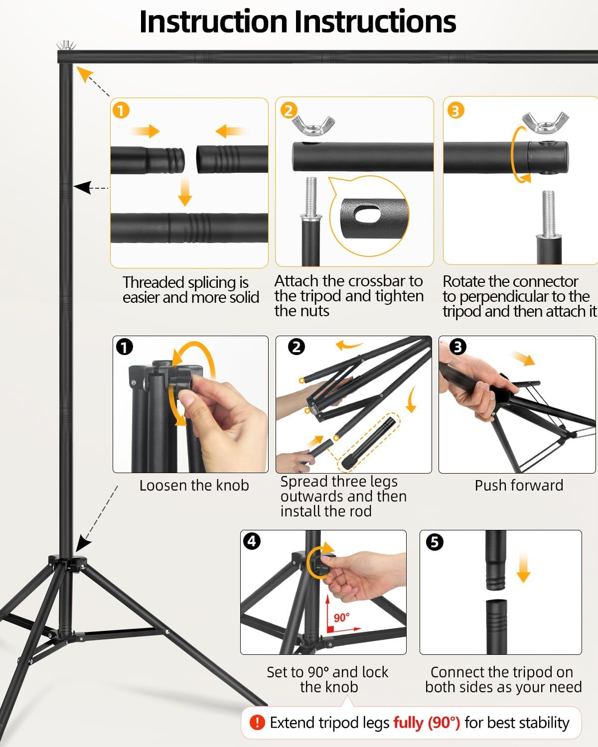 Hemmotop Photo Backdrop Stand, 10X7Ft (Wxh) Background Stand for Photoshoot, Backdrops Support Kit with Carry Bag for Parties, Photography, Projector Screen, Wedding, Decoration, Balloons image number 1