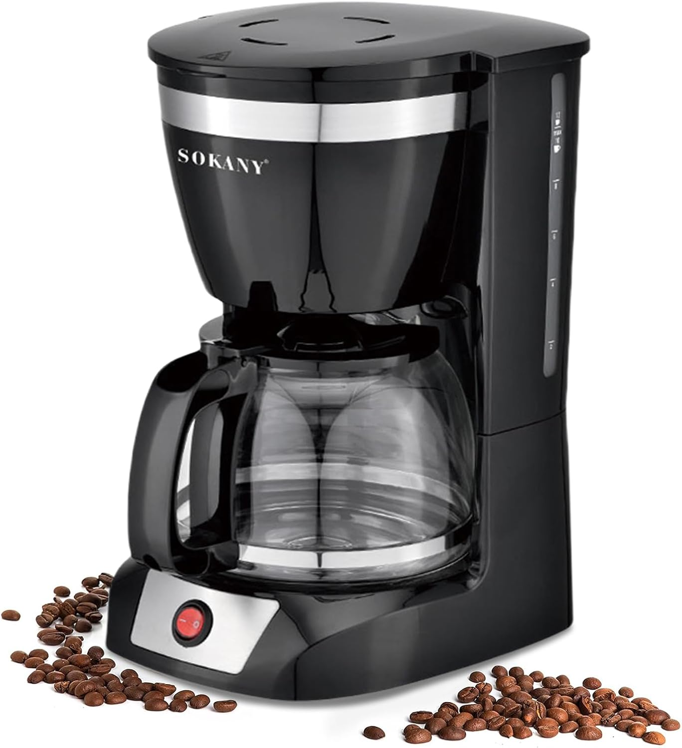 XIULIUU Coffee Maker, 12 Cup Coffee Pot with Reusable Filter, Keep-Warm Function, One-Touch On/Off Clear Water Level Window Coffee Machine, Black Electric Coffee Maker