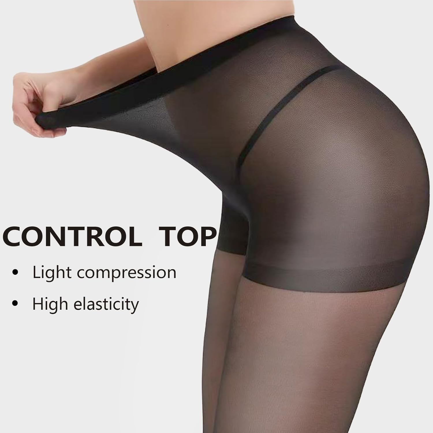 DUCMODA Womens 20D Ultra Sheer Pantyhose, Control Top High Waist Tights for Women, Silky Nylon Stocking with Reinforced Toe image number 2