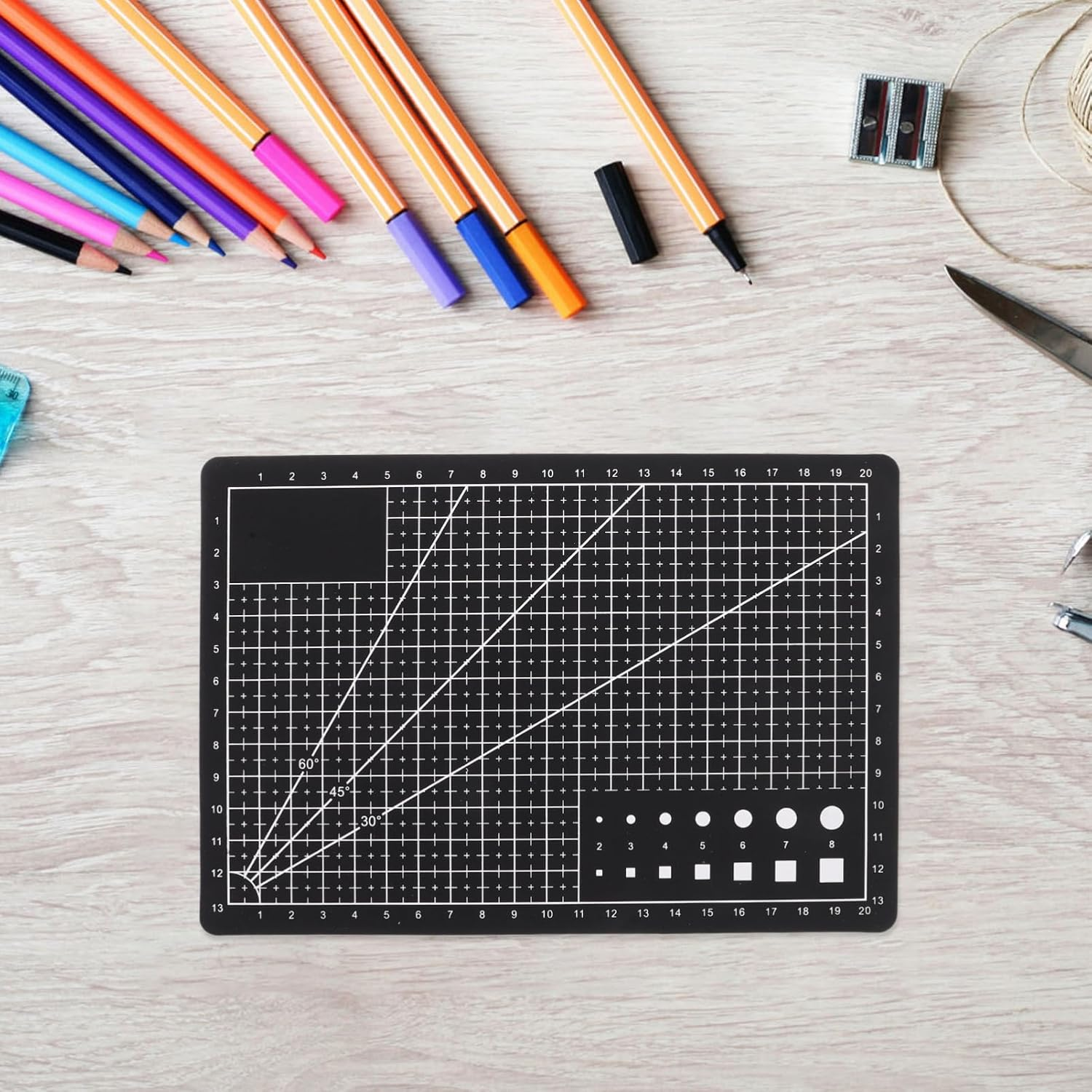 Tofficu A5 Rotating Cutting Mat 8.66X5.91In Self-Healing Craft Mat for Quilting Scrapbooking Polymer Clay with Durable PVC Surface for Desktop Art Projects image number 5