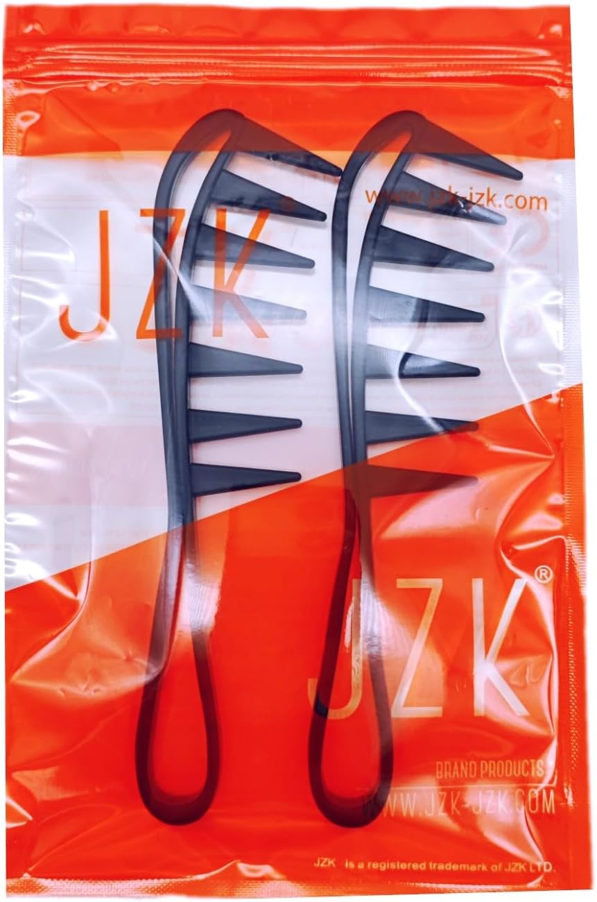 JZK 2 X Extra Wide Tooth Combs for Wavy/Curly Hair, Texture Pompadour Slickback Detangling Comb for Men and Women, Shark Tooth Hair Comb for Curls image number 4
