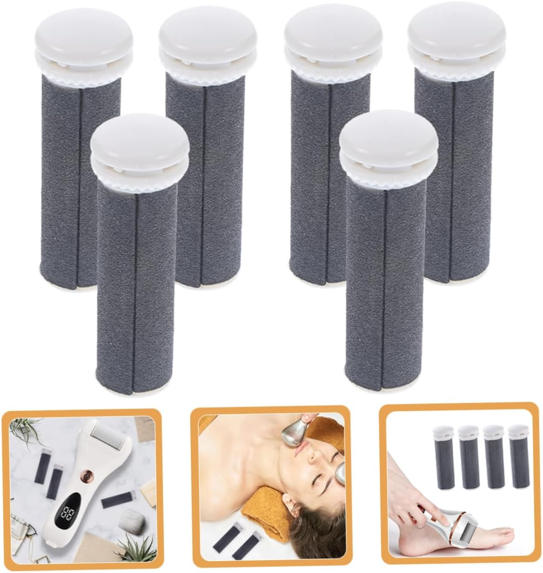 CANIGHT 6Pcs Replacement Roller Refill Electric Foot File Roller Foot File Replacement Heads Pedicure Replacement Rollers Dead Callus Removing Tools Pedicure Accessories Pedicure Tools image number 2