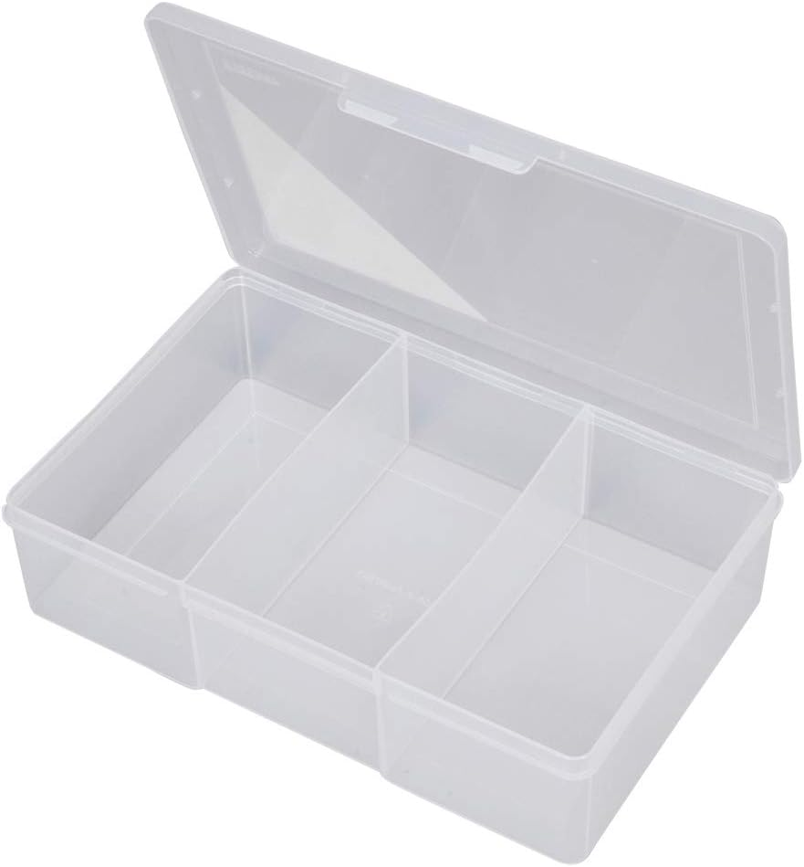 Fischer Plastic F1H-090 3 Compartment Storage Box, Clear
